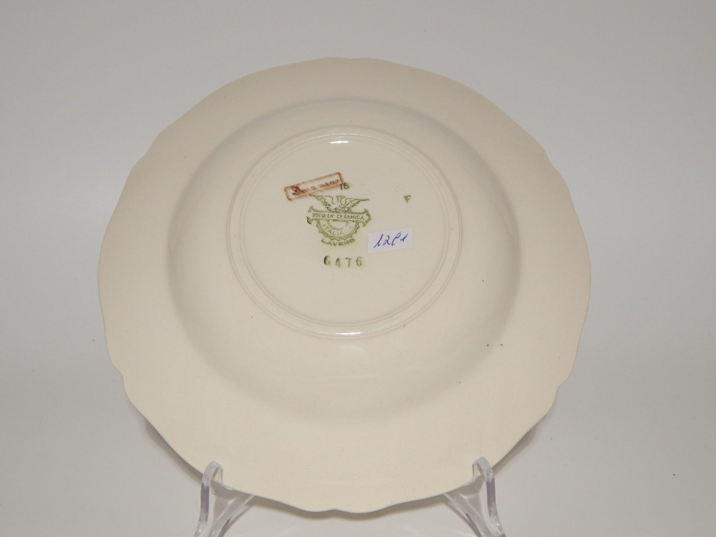 ANTICO PIATTO FONDO CERAMICA S.C.I. LAVENO ANDLOVIZ PAESAGGIO DIPINTO A MANO #