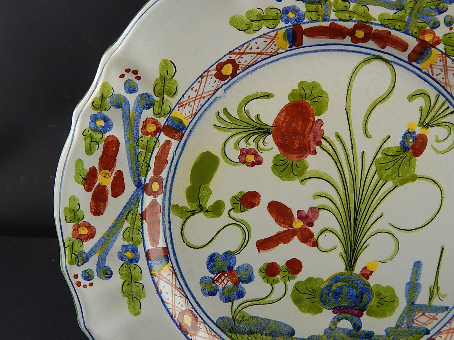 VINTAGE VASSOIO PIATTO AL GAROFANO CERAMICA MAIOLICA MORELLI FAENZA HANDMADE