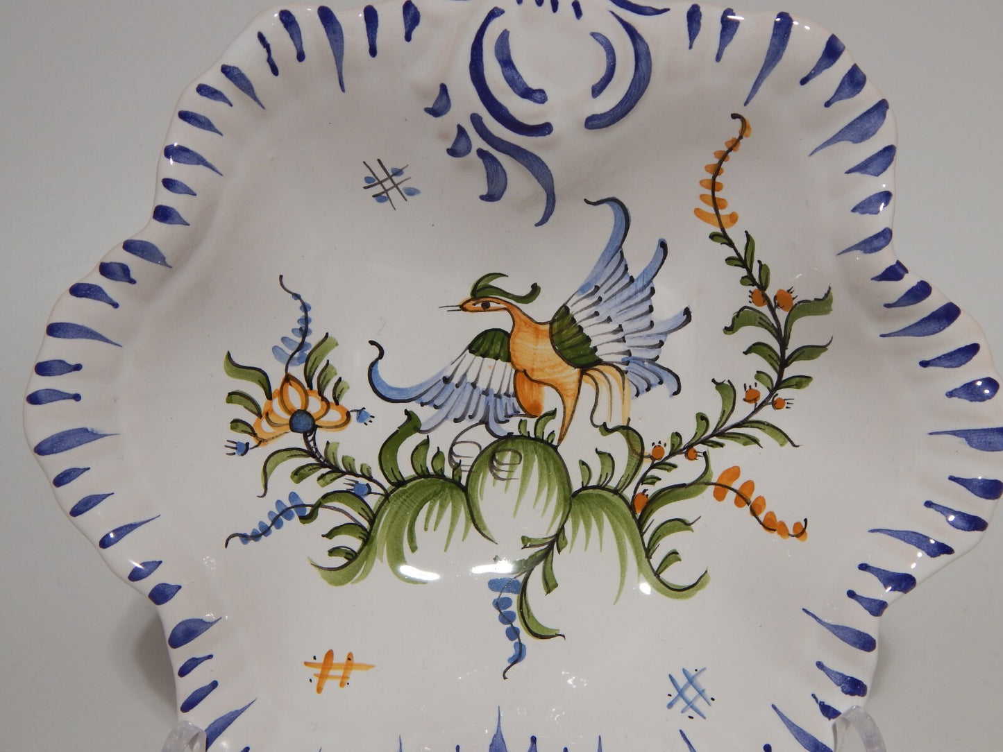 VINTAGE CIOTOLA SVUOTA TASCHE POSACENERE CERAMICA DIPINTA A MANO MOUSTIERS