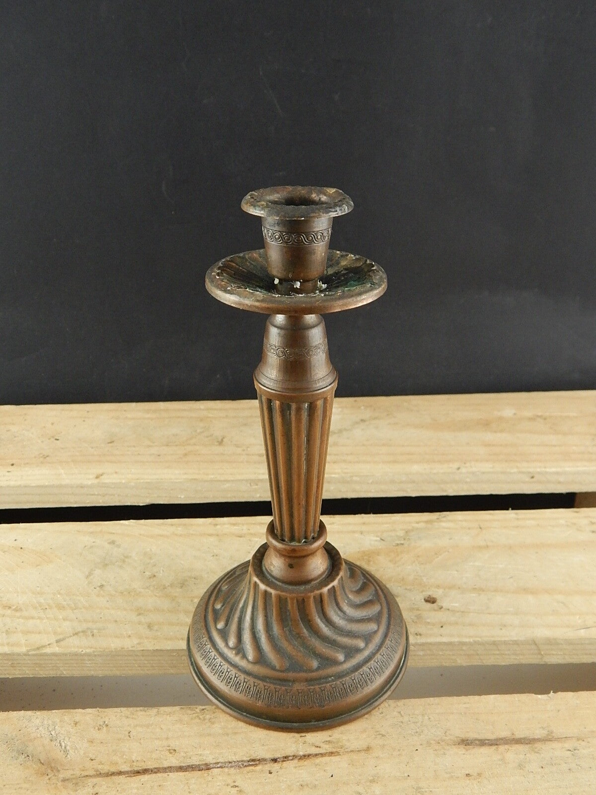 ANTICO CANDELABRO CANDELIERE PORTA CANDELA IN RAME PRIMO 900