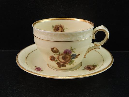 ANTICA TAZZA KPM COPENHAGEN PORCELLANA BOUQUET DI FIORI E ORO DEL 1924 #1205
