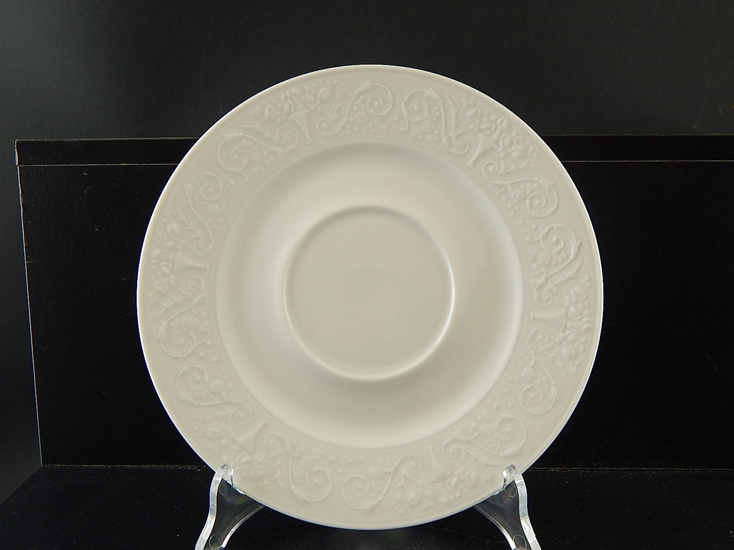 TAZZA BRODO LIMOGES RAYNAUD WASHINGTON PORCELLANA BIANCA DECORO ARABESCHI DEFECT
