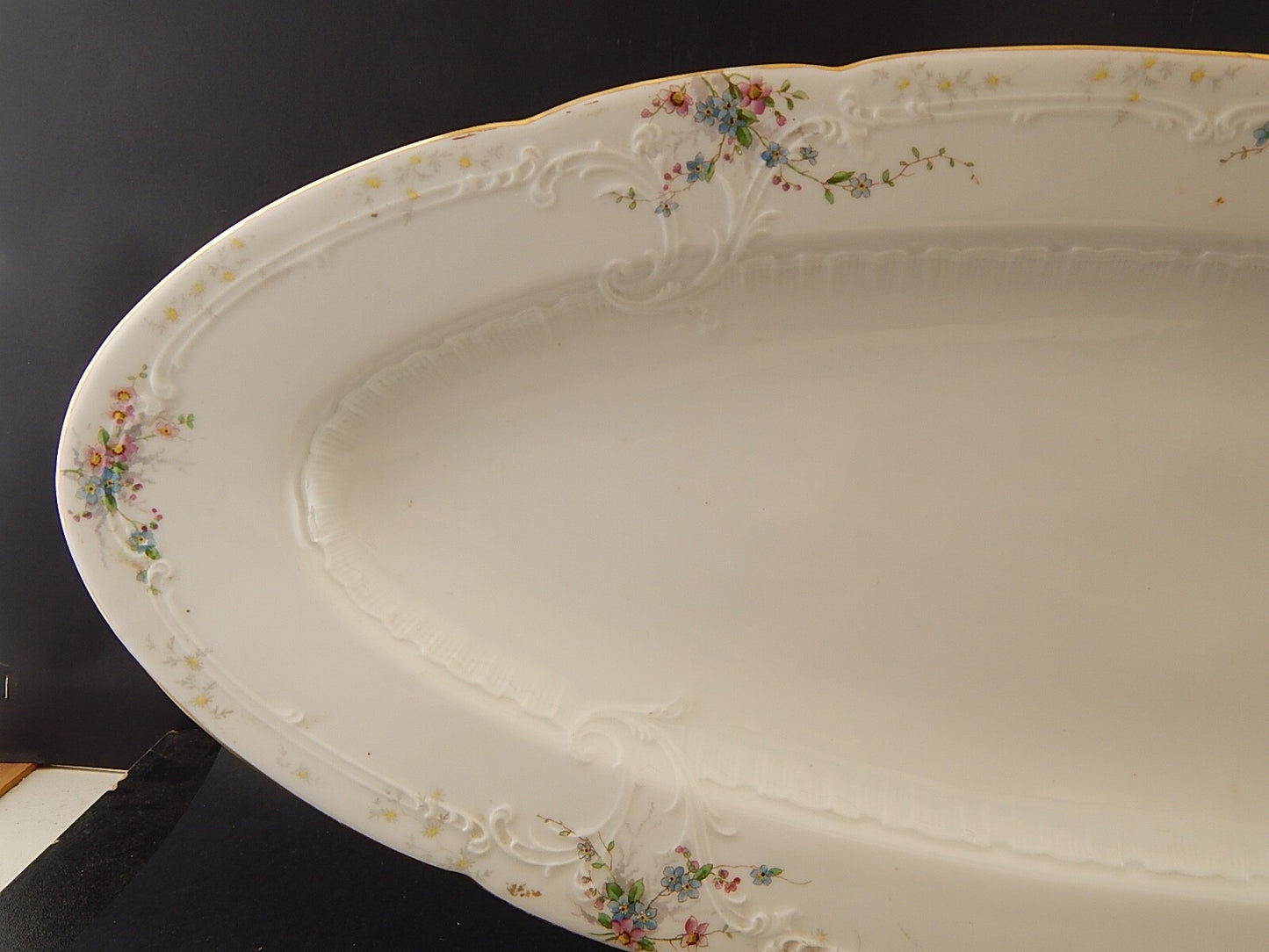 ANTICA LIBERTY 1900 PORCELLANA PIRKENHAMMER BOHEMIA VASSOIO PESCIERA DIFETTO