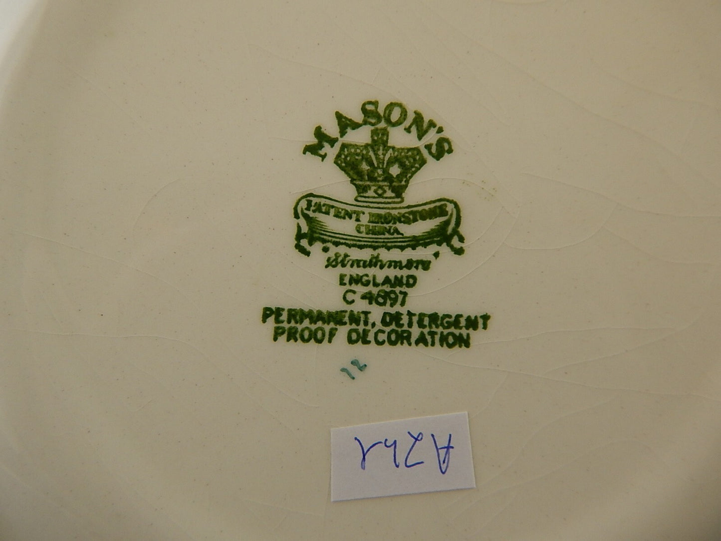 ANTICO RARO PIATTO CM 22,5 CERAMICA INGLESE MASON’S DECORO MANO STRATHMORE A741