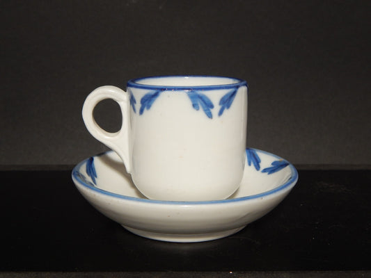 PROBABILE GINORI DOCCIA ANTICA RARA TAZZA PORCELLANA DOPPIO SPESSORE BIANCA BLU