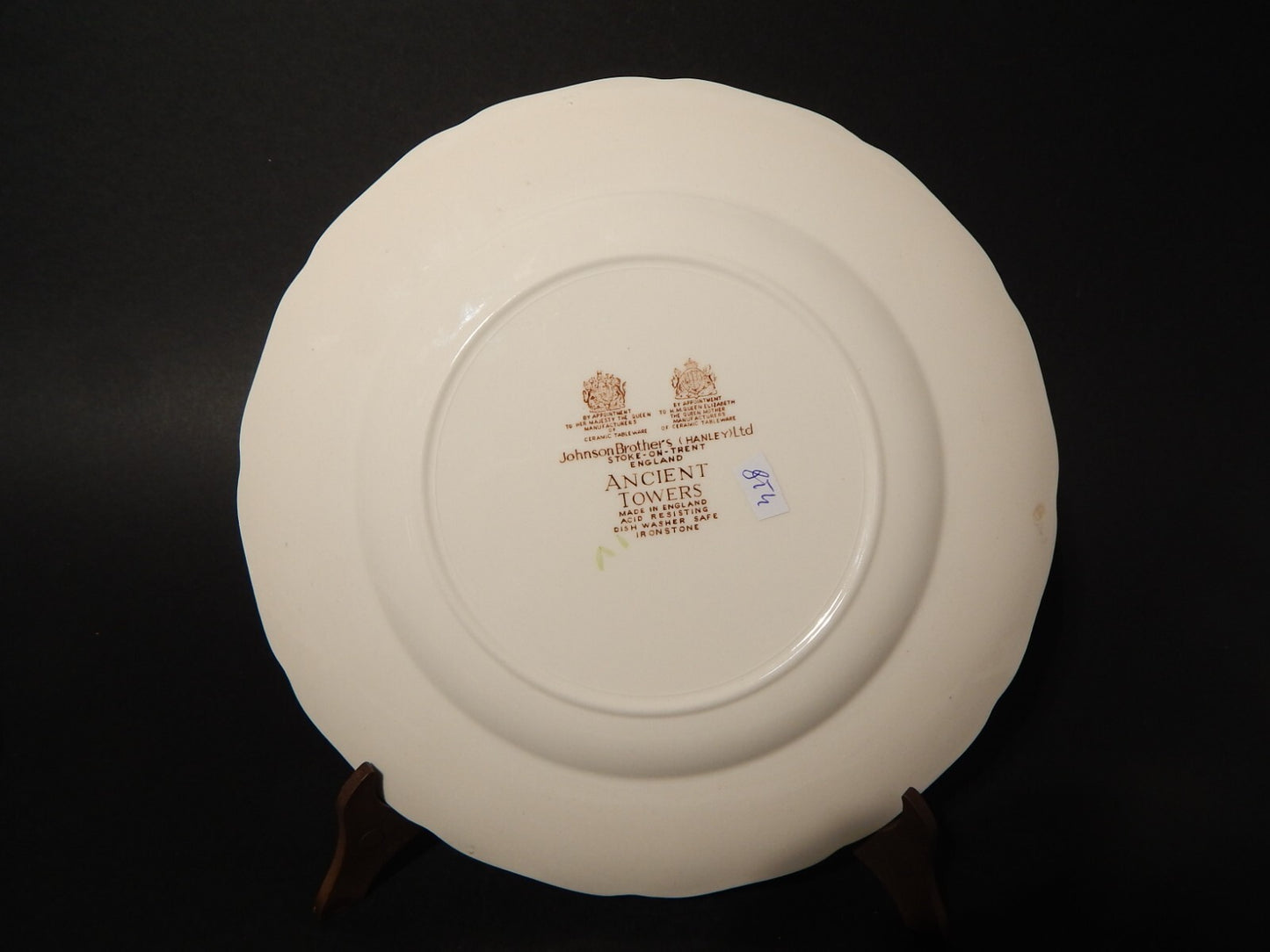 VINTAGE SEMI PORCELLANA JOHNSON BROS ANCIENT TOWERS PIATTO PIANO CM 25