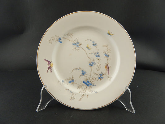 ANTICO PIATTO PIANO CERAMICA RICHARD MILANO FIORI FARFALLE UCCELLINI A757
