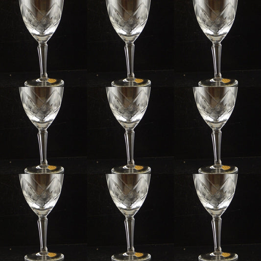 ANTICO ART DECO SERVIZIO 10 BICCHIERI CALICI CRISTALLO DESSERT BOEMIA MOLATI