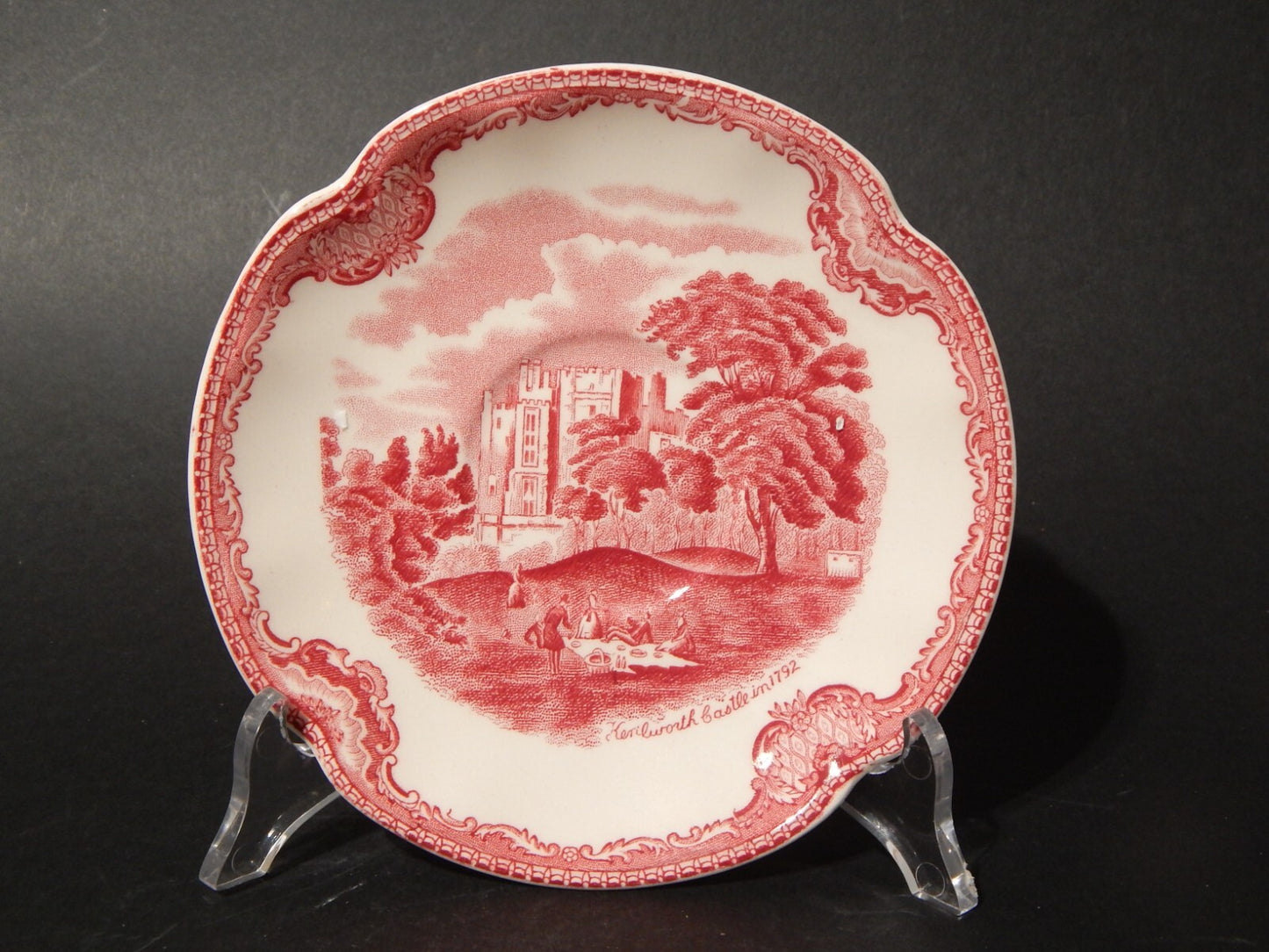 VINTAGE JOHNSON BROS OLD BRITAIN CASTLE TAZZA DA TE' SEMI PORCELLANA ROSSO