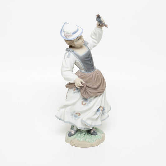 STATUINA PORCELLANA LLADRO "Ragazza con Passero" COD 4758 CM 28x13x11 DIFETTO