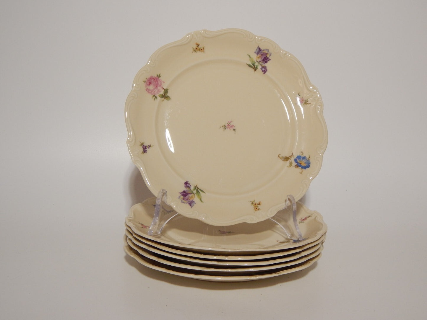 PREZIOSO ANTICO SERVIZIO 6 PIATTI DESSERT PORCELLANA ROSENTHAL POMPADOUR