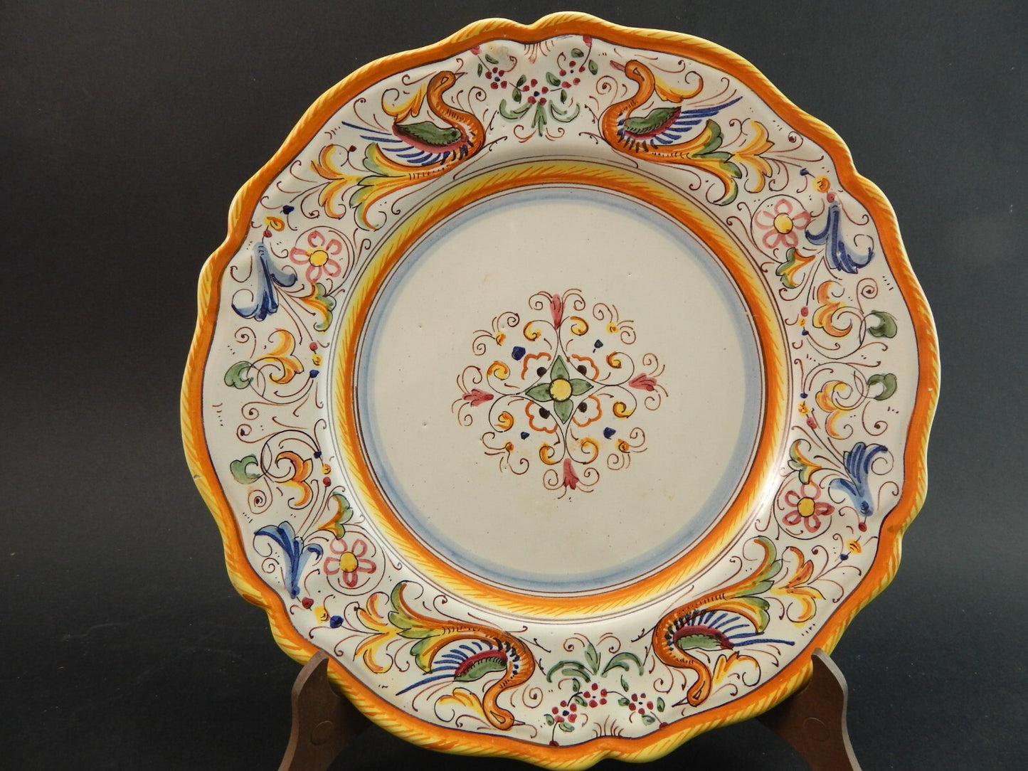 ANTICO PIATTO CERAMICA MAIOLICHE DERUTA PERUGIA PRIMO 900 DECORO RINASCIMENTALE