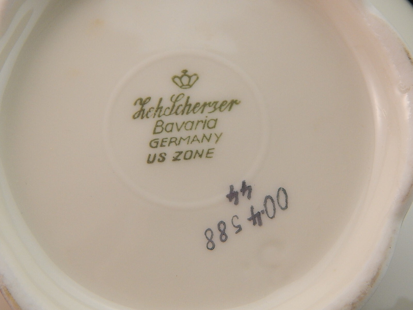 PREZIOSO ANTICO SERVIZIO TE' PORCELLANA ZEH SCHERZER BAVARIA DECORO ROSA FUCSIA