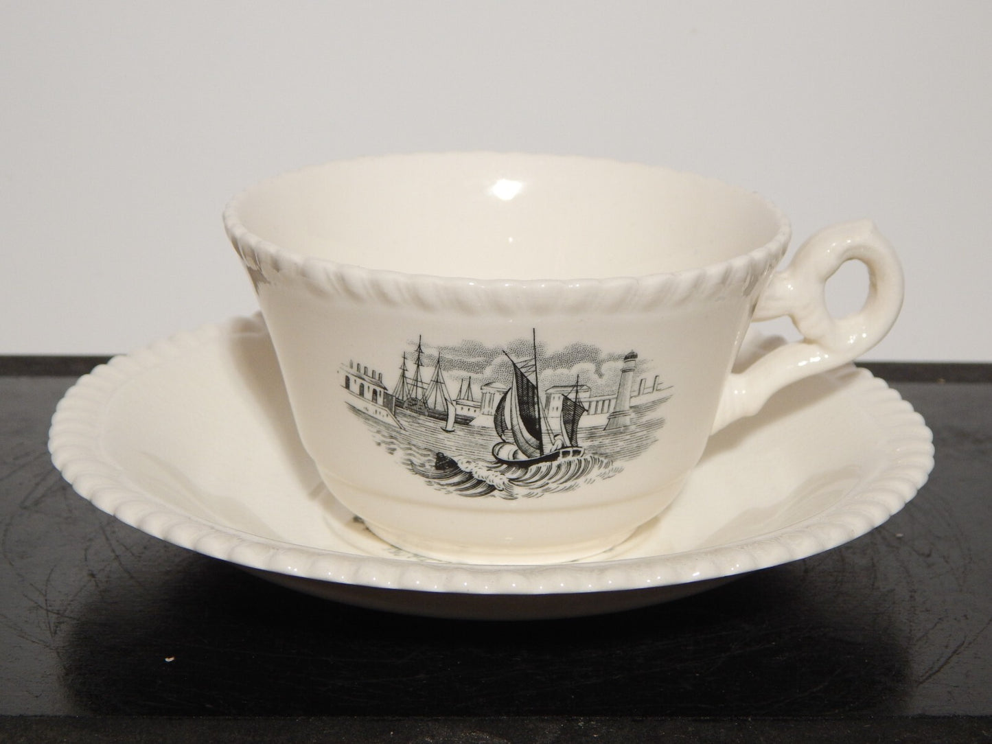 ANTICO RARO SERVIZIO TE' INGLESE SEMI PORCELLANA COPELAND SPODE PAESAGGIO MARINO