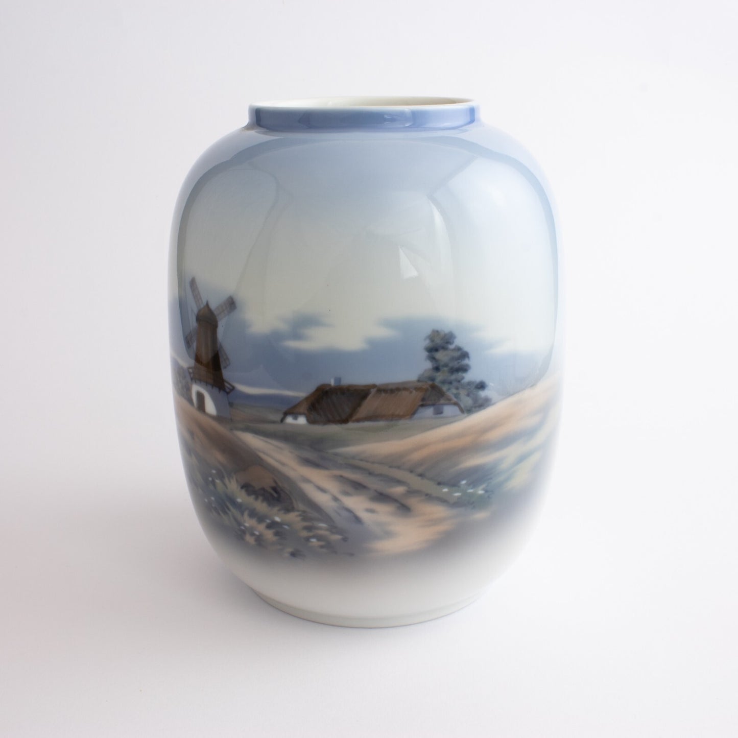 VASO PORCELLANA LYNGBY COPENHAGEN "Mulino di Campagna" VINTAGE HANDPAINTED