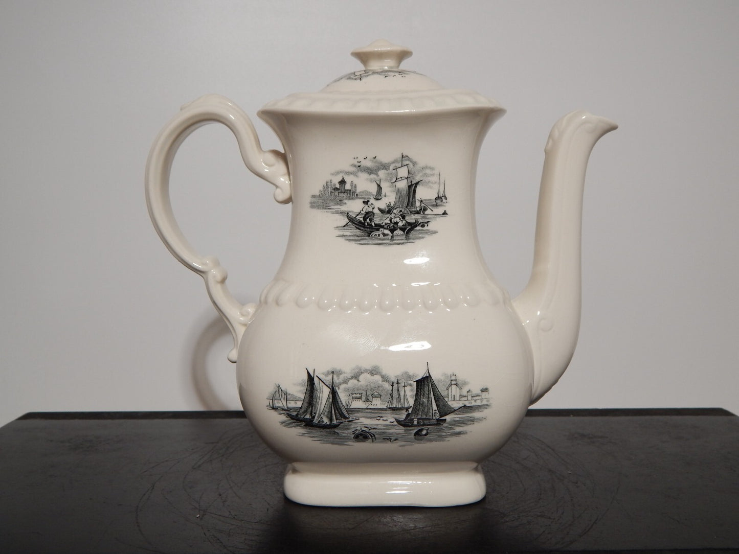 ANTICO SERVIZIO CAFFE' INGLESE SEMI PORCELLANA COPELAND SPODE PAESAGGIO MARINO