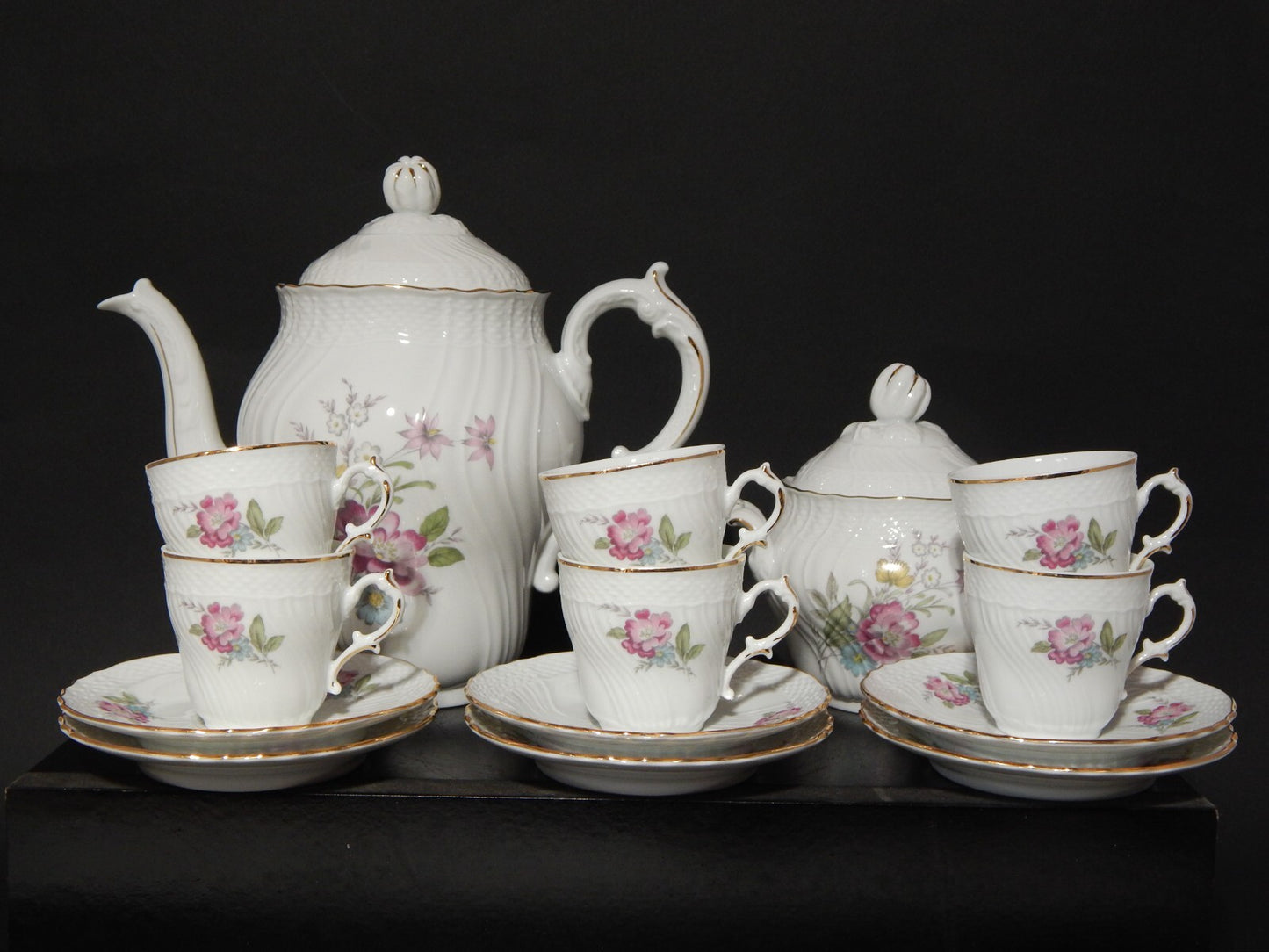 PREZIOSO RICHARD GINORI SERVIZIO CAFFE' PORCELLANA MODELLO VECCHIO GINORI FIORI