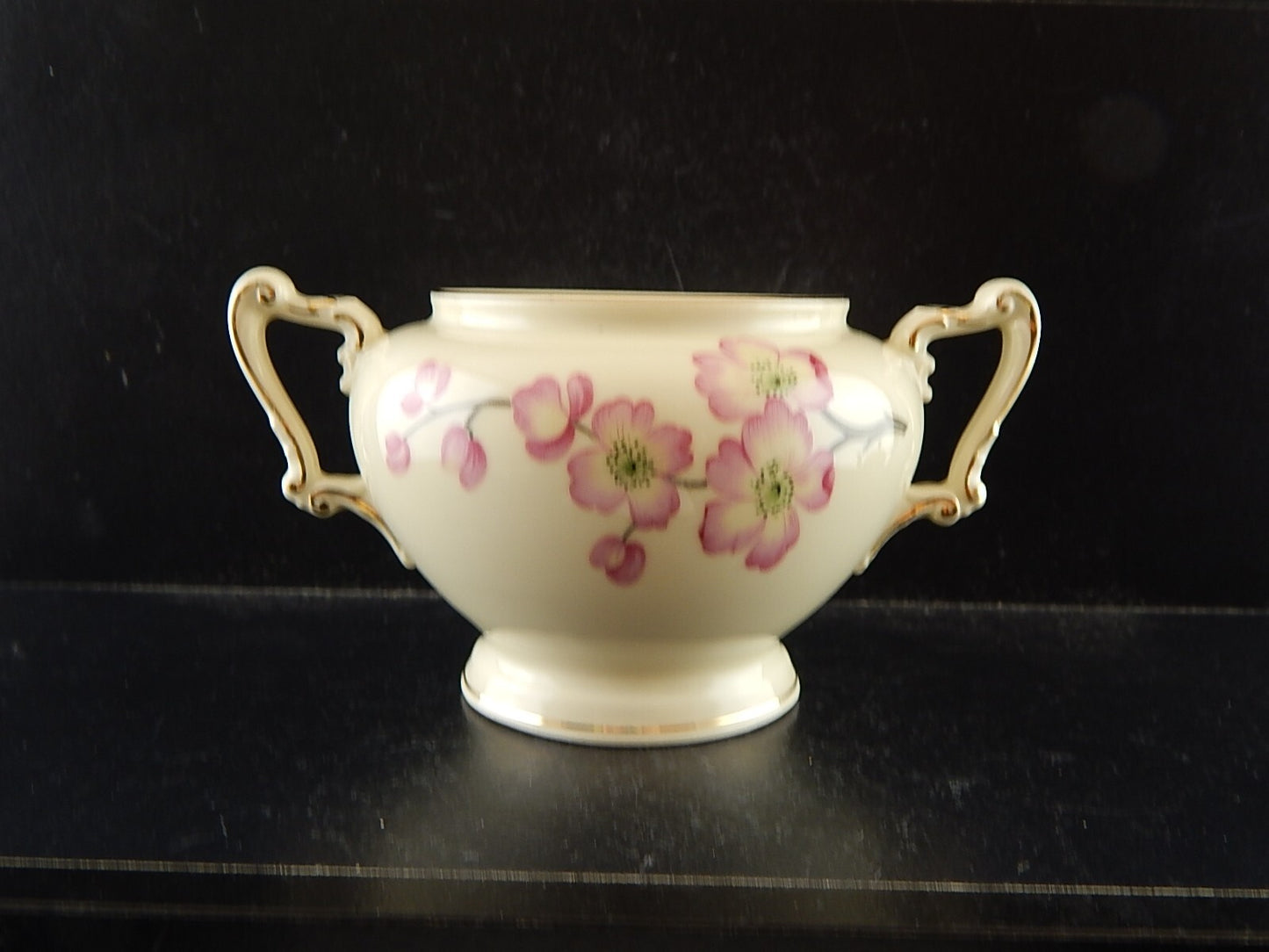 ANTICA ART DECO ZUCCHERIERA PORCELLANA HEINRICH &CO SELB BAVARIA FIORI PESCO