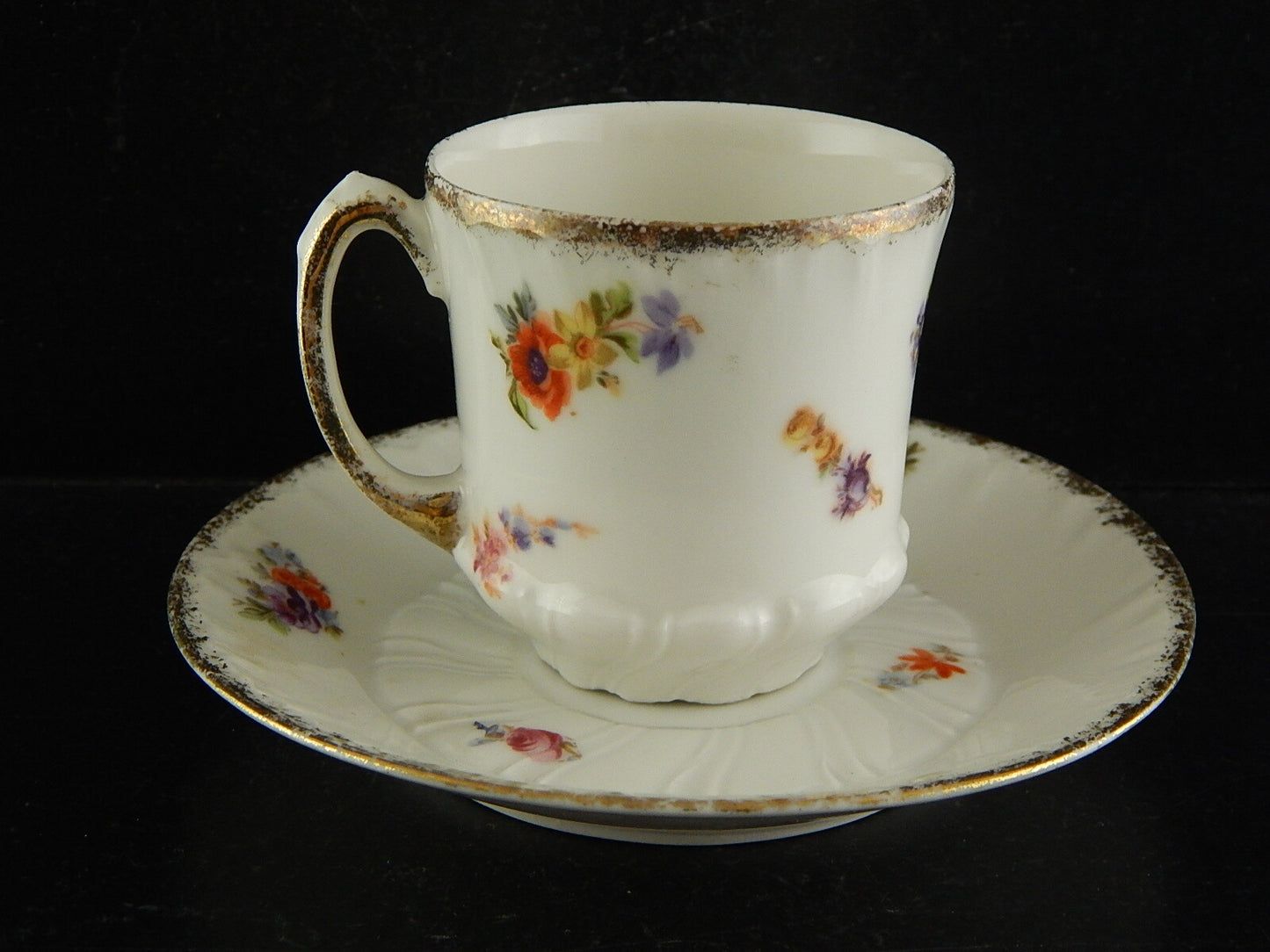ANTICO SET TAZZA E PIATTO PORCELLANA LIMOGES ART NOUVEAU LIBERTY DIPINTA MANO