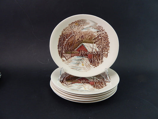 VINTAGE SET 6 PIATTI OVALI SEMI PORCELLANA JOHNSON BROS THE FRIENDLY VILLAGE