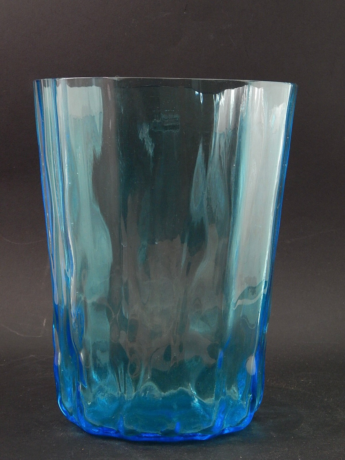 VINTAGE ORIGINALE VASO VETRO SOFFIATO ACQUA MARINA VETRI MURANO AURELIANO TOSO