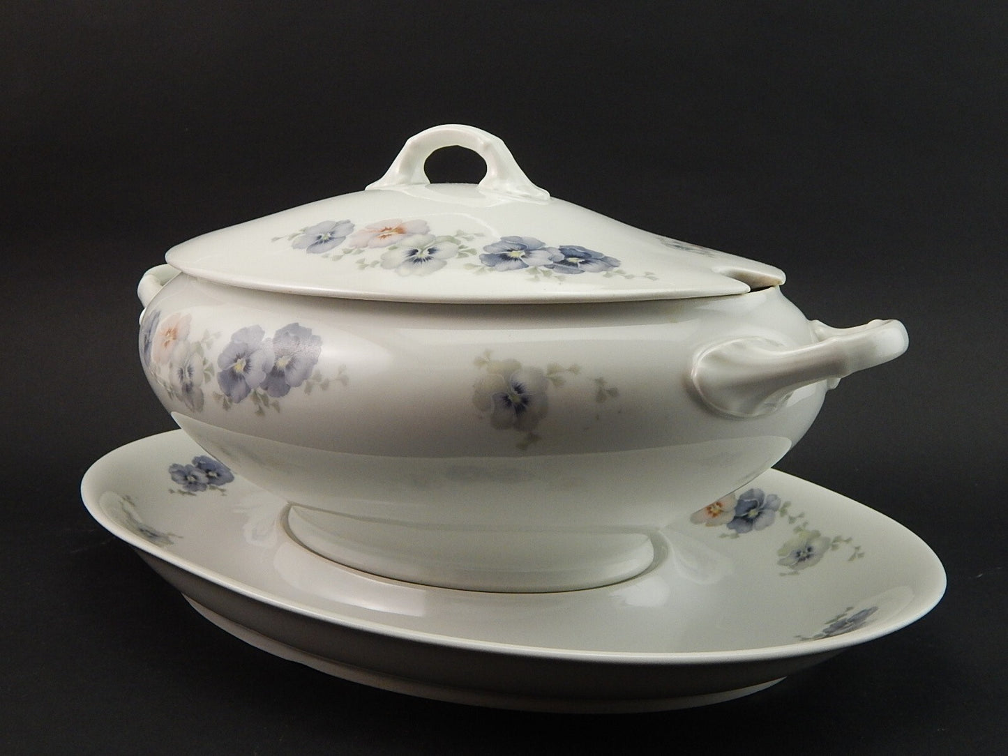 ANTICA 1920 ZUPPIERA CENTROTAVOLA PORCELLANA THOMAS ROSENTHAL VIOLE DEL PENSIERO