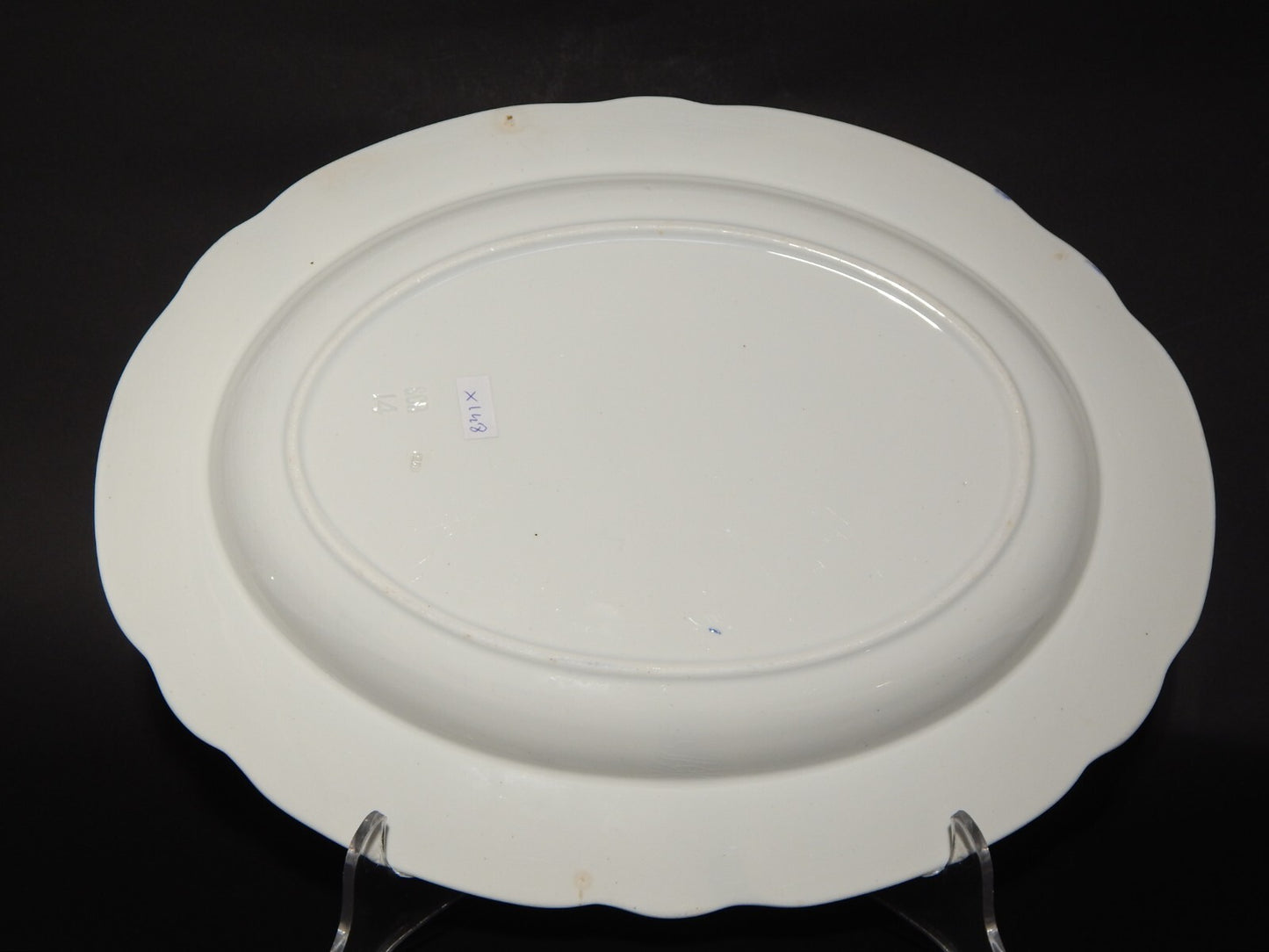 ANTICO RARO VASSOIO CERAMICA BIANCA PROFILO BLU RICHARD MILANO FINE 800 (X148)