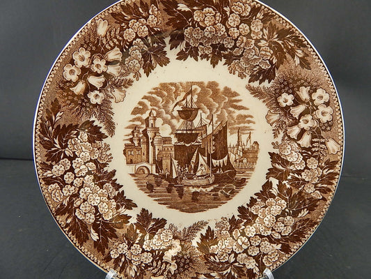 ANTICO PIATTO SEMI PORCELLANA RICHARD MILANO DECORO FERRARA META' 800 #9993