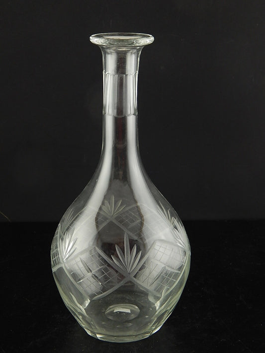 ANTICA RARA BOTTIGLIA TAVOLA ART DECO CRISTALLO MOLATO INCISO BOEMIA