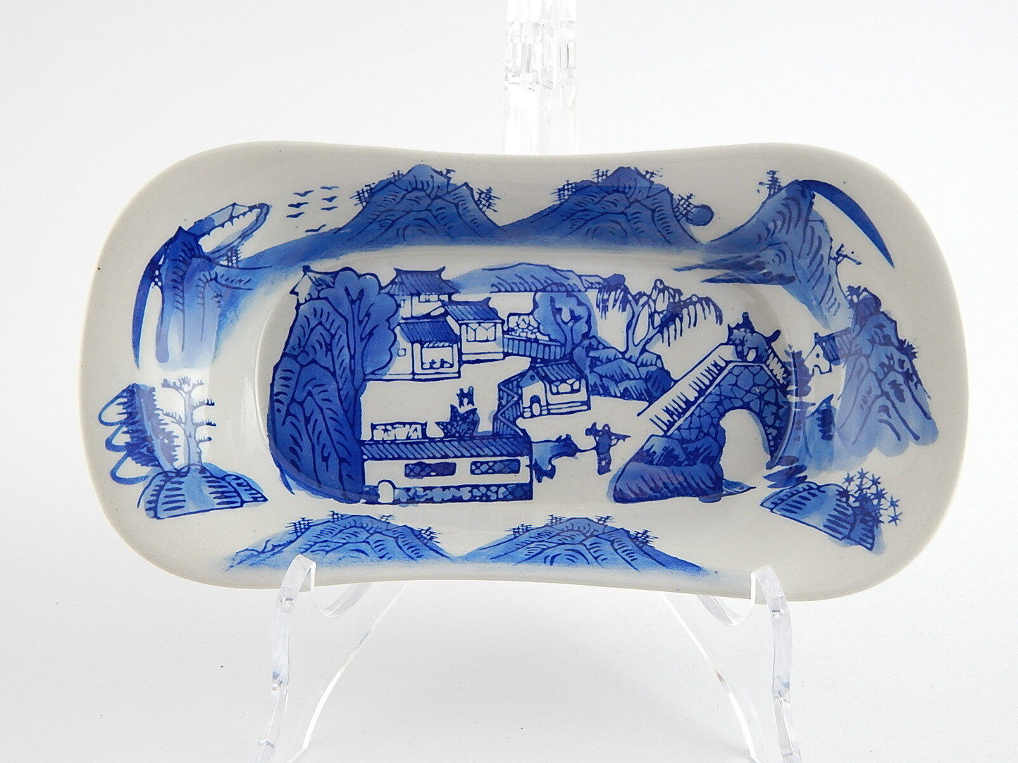 ANTICO VASSOIO PORCELLANA ORIENTALE BIANCO E BLU ANTIQUE CHINESE PORCELAIN TRAY