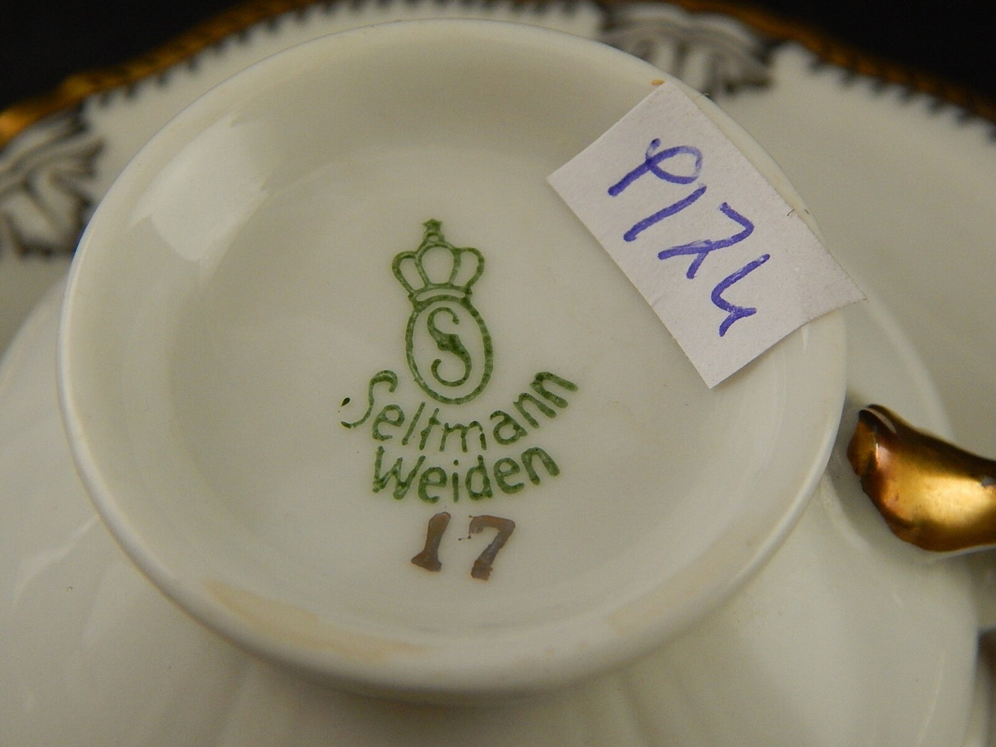 ANTICA ART DECO TAZZINA CAFFÈ PORCELLANA BIANCA E ORO BAVARIA SELTMANN WEIDEN