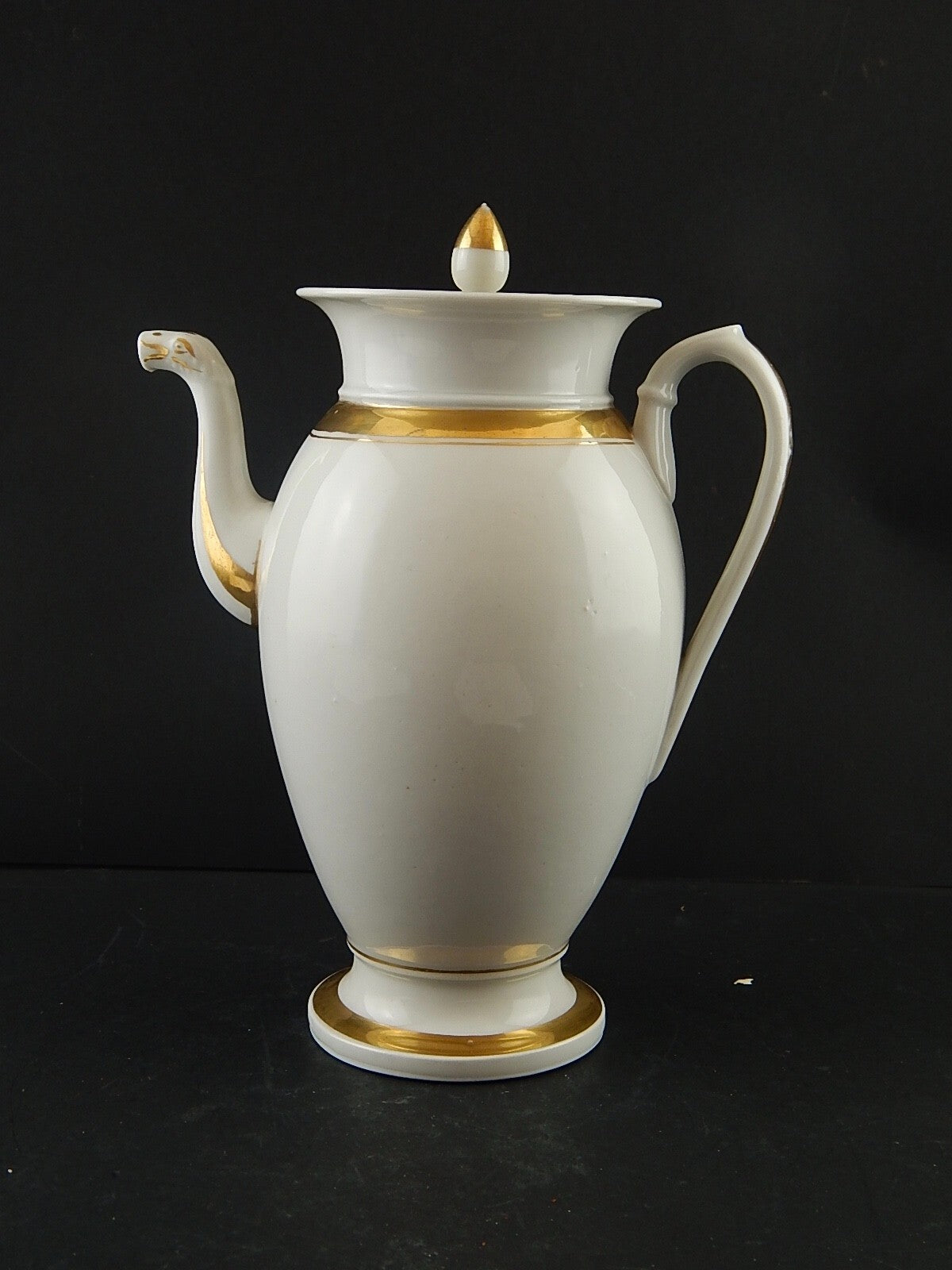 ANTICA RARA PREZIOSA CAFFETTIERA IMPERO PORCELLANA BIANCA ORO INIZIO 1800