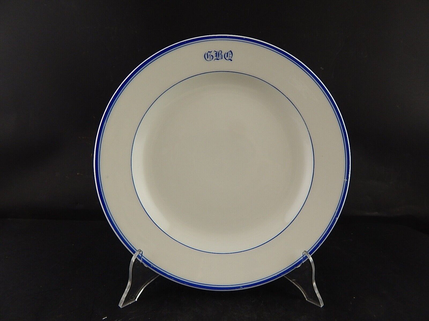 ANTICO PREZIOSO VASSOIO ROTONDO PORCELLANA DI PARIGI PROFILI BLU FINE 800