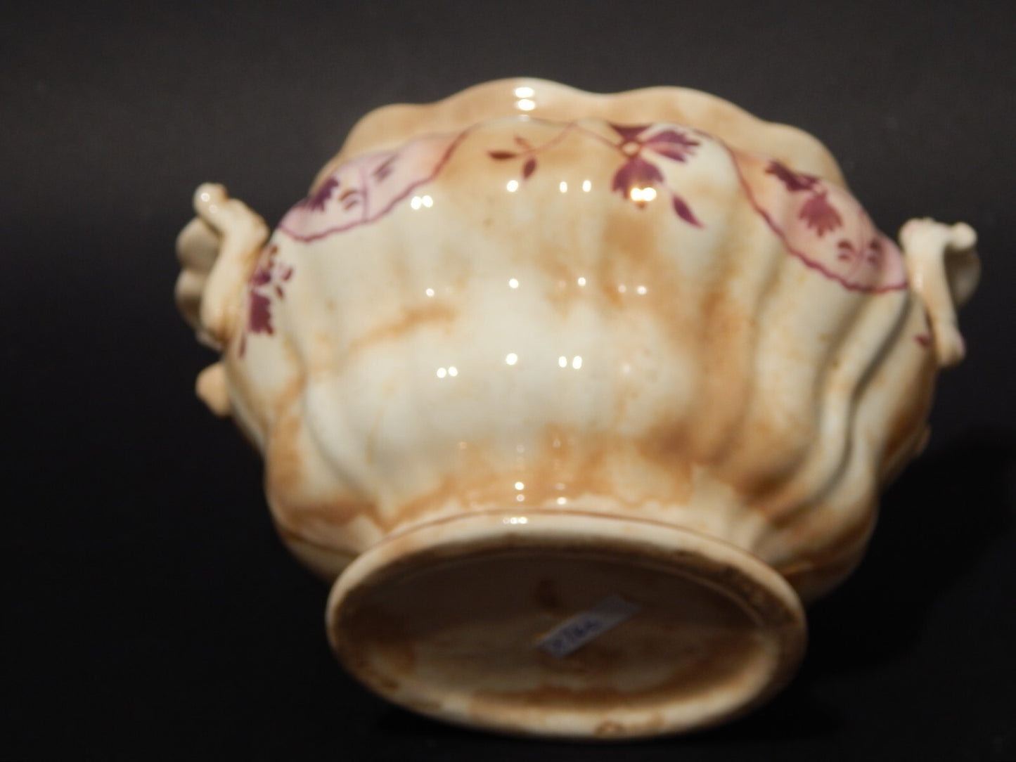 ANTICA GEORGIANA POTICHE PORCELLANA LUSTRO ROSA STAFFORDSHIRE PRIMA META' 1800