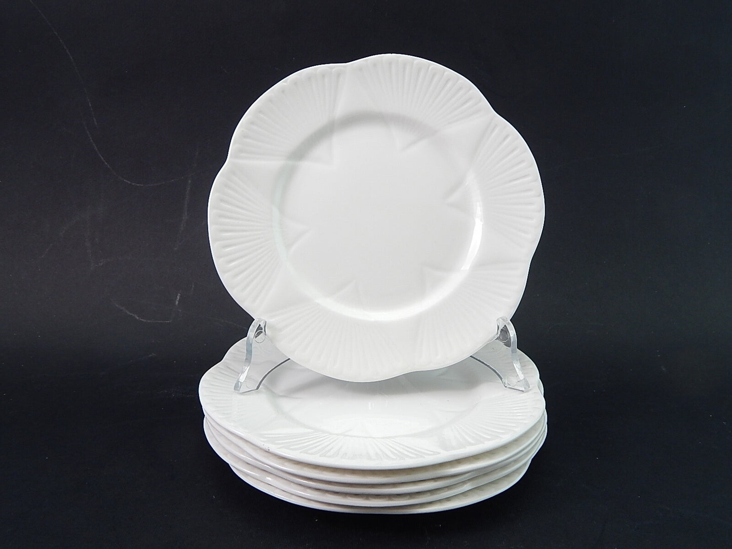 ANTICA PORCELLANA BIANCA SERVIZIO 6 PIATTI DOLCE FINE BONE CHINA SHELLEY ENGLAND