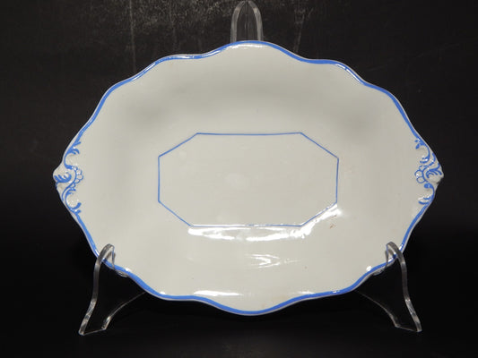ANTICO RARO VASSOIO CERAMICA BIANCA PROFILO BLU RICHARD MILANO FINE 800 (X147)