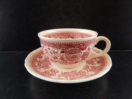 VINTAGE TAZZA TE' PORCELLANA VILLEROY&BOCH DECORO BURGENLAND ROSSO #