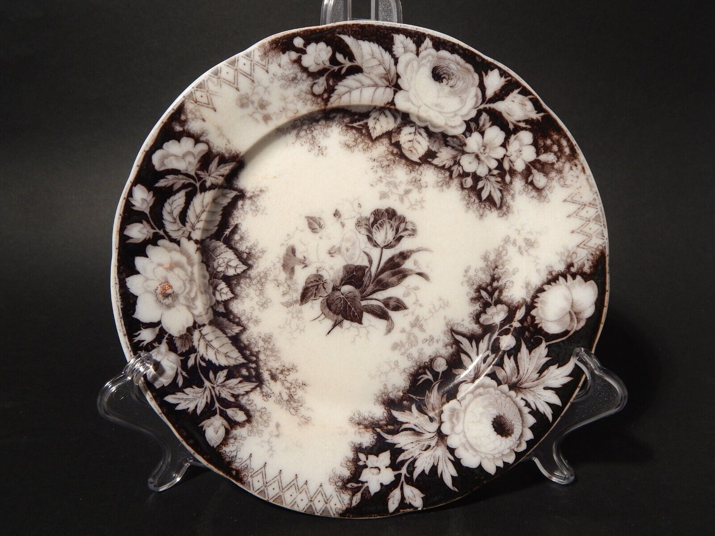 ANTICO PIATTO CERAMICA DISEGNO JARDINIERE VILLEROY & BOCH FINE '800 difetto 1144