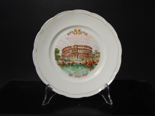 ANTICO PIATTO PORCELLANA GINORI CITTA' REDENTE POLA 1919 STEMMA REGNO ITALIA