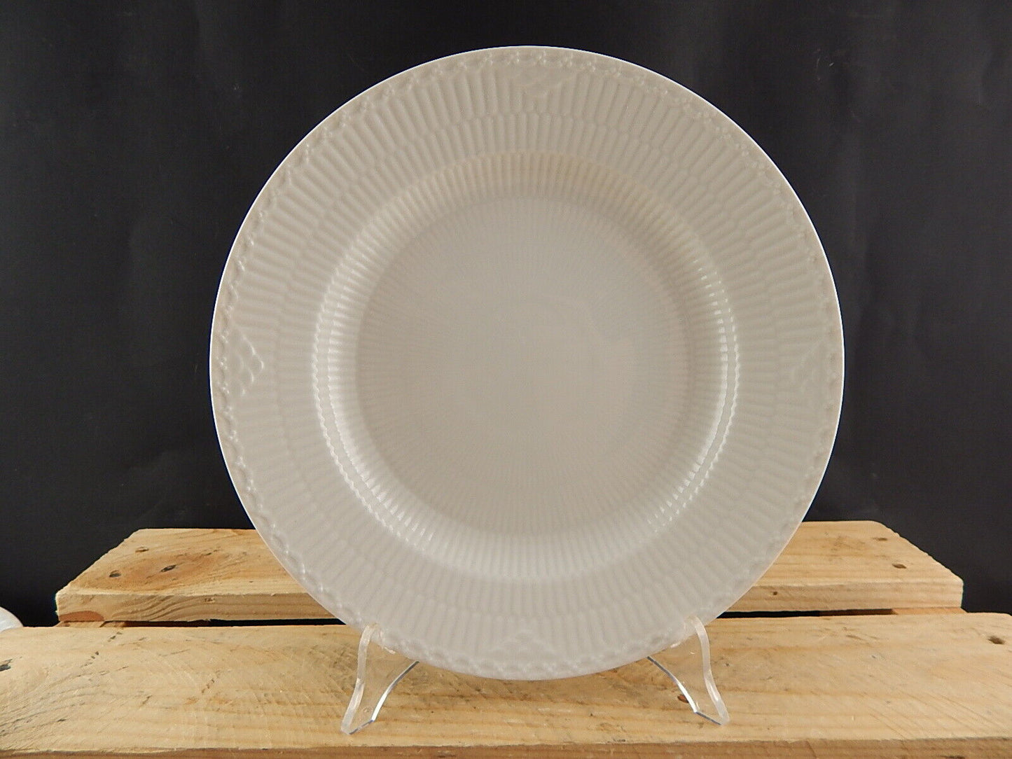 ROYAL COPENHAGEN WHITE FLUTED HALF LACE PLATE PIATTO PORCELLANA BIANCA CM 25