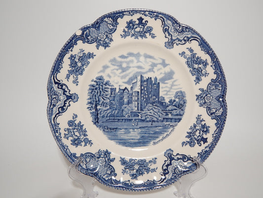 VINTAGE JOHNSON BROS OLD BRITAIN CASTLE BLU PIATTO PIANO PORCELLANA DIFETTO 1906