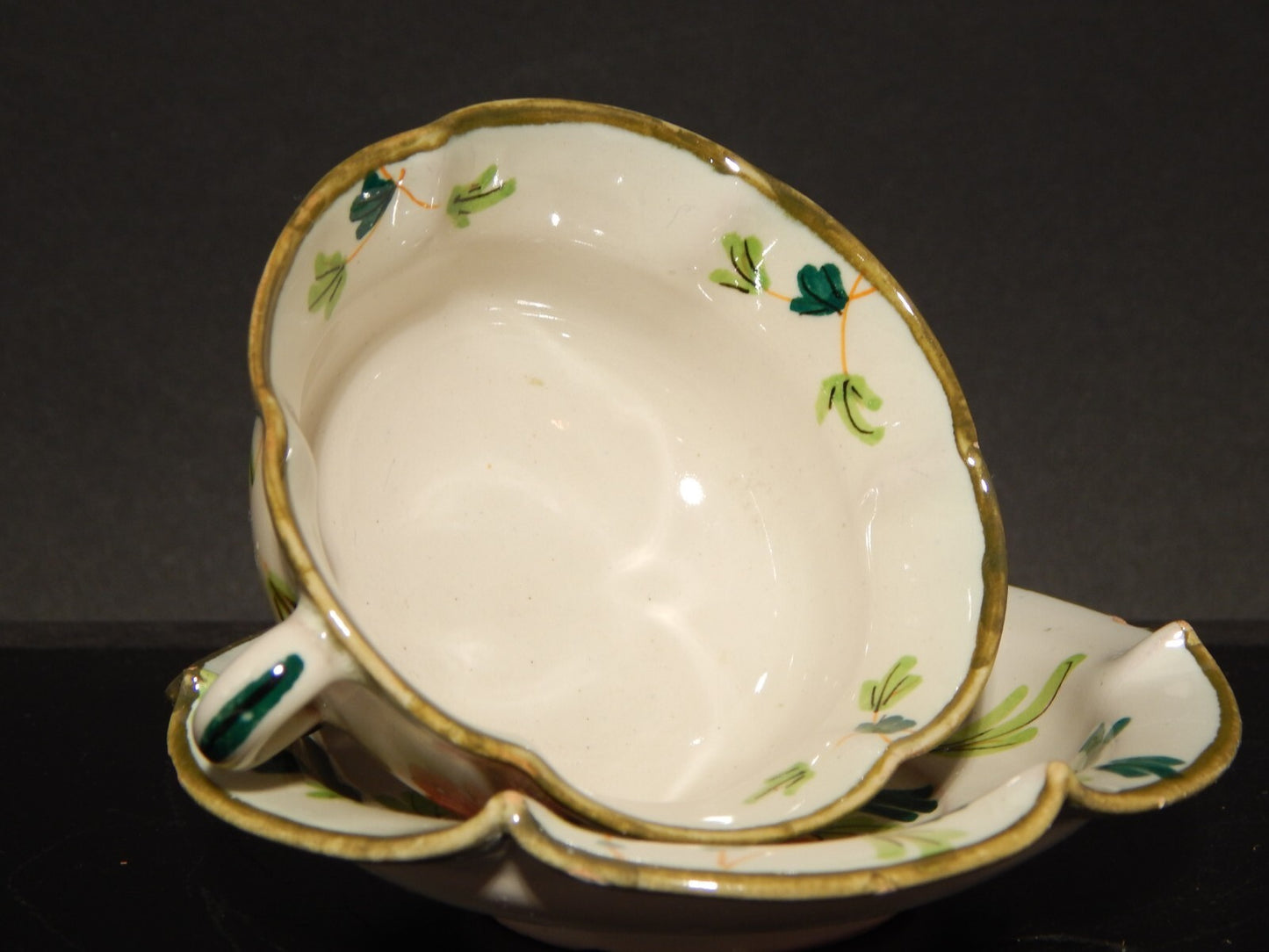 ANTICA RARA TAZZA E PIATTINO IN MAIOLICA CERAMICA CANTAGALLI FIRENZE ITALY #1345