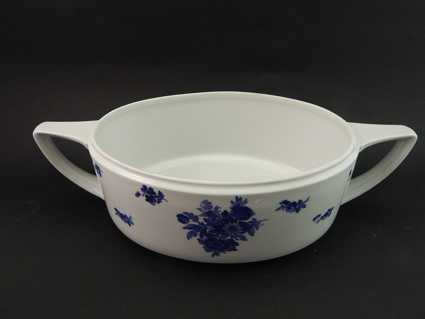 ANTICA 1920 PREZIOSA PORCELLANA KRAUTHEIM BAVARIA ZUPPIERA BIANCA ROSE BLU