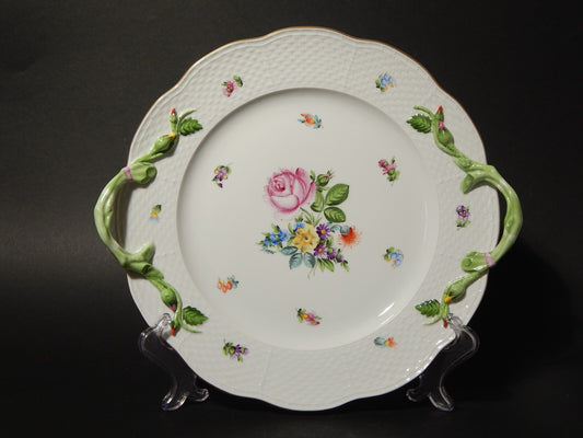 PREZIOSO HEREND VASSOIO CON MANICI PORCELLANA BOUQUET DE FLEURS
