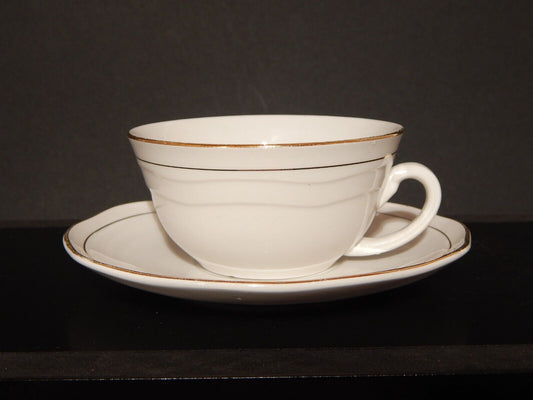 MODERNARIATO TAZZA TE' SOCIETA' CERAMICA ITALIANA LAVENO BIANCA PROFILI ORO #