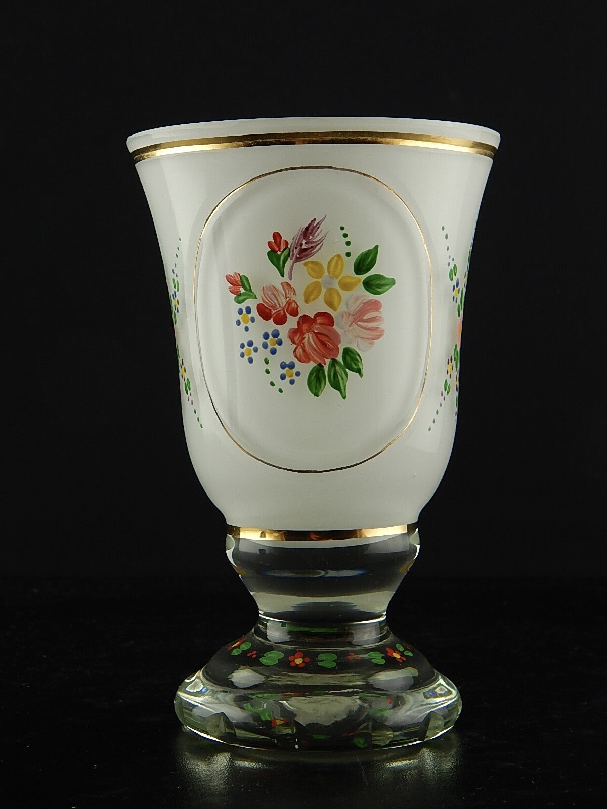 ANTICO BICCHIERE BOCCALE CRISTALLO MOLATO INCISO BOEMIA BIEDERMEIER INCAMICIATO*