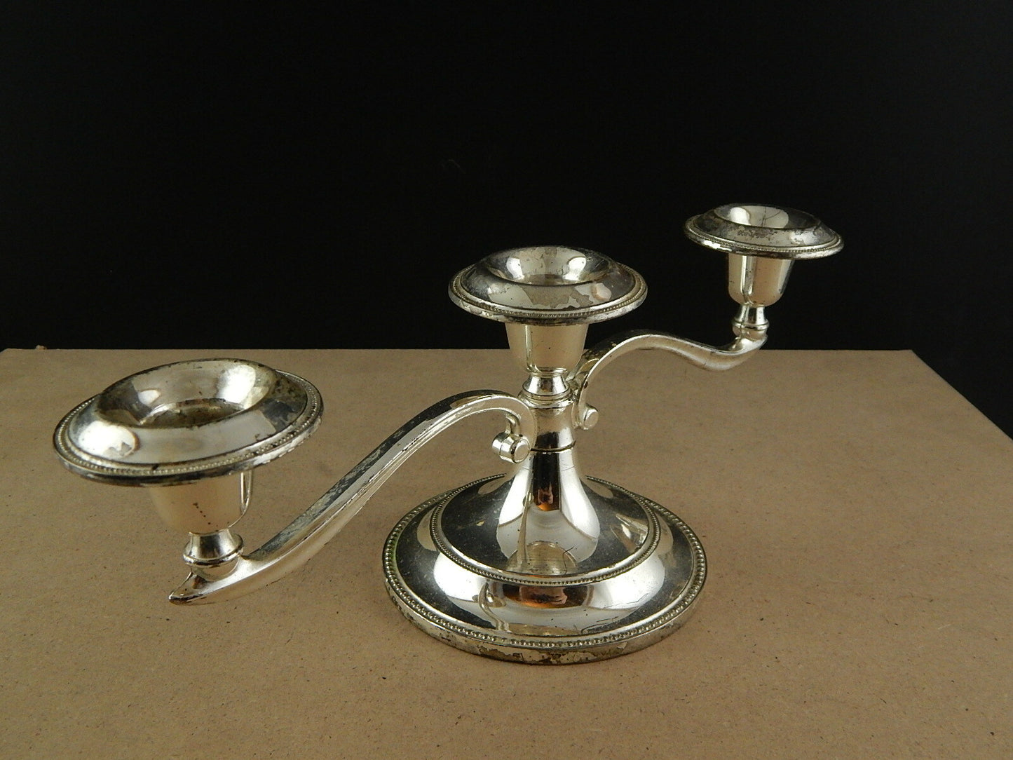 VINTAGE CANDELABRO CANDELIERE BAGNO ARGENTO SILVER PLATE TRE FUOCHI