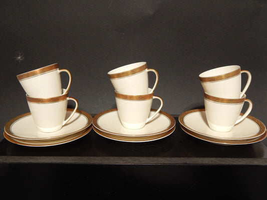 ANTICO SERVIZIO 6 TAZZINE CAFFÈ PORCELLANA JOHANN HAVILAND BAVARIA DECORO ORO