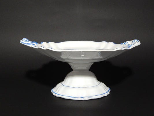 ANTICA ALZATA FRUTTIERA CENTROTAVOLA CERAMICA BIANCA BLU RICHARD MILANO FINE 800
