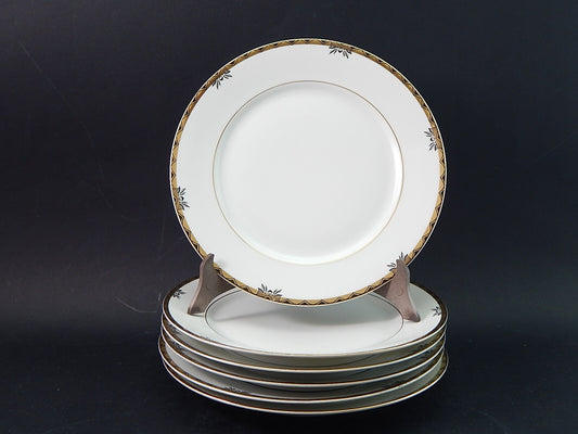 ANTICO SERVIZIO 6 PIATTI IMPERO PORCELLANA DECORO NERO ORO BAVARIA O. SCHALLER